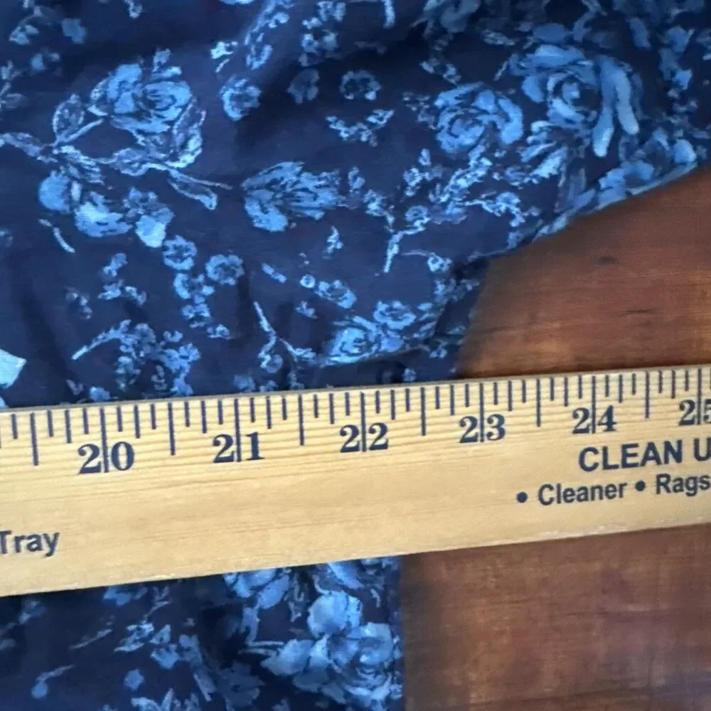 Old Navy Womens Plus 3X Floral Top Peasant Milkmaid Blue Cottagecore Shirred